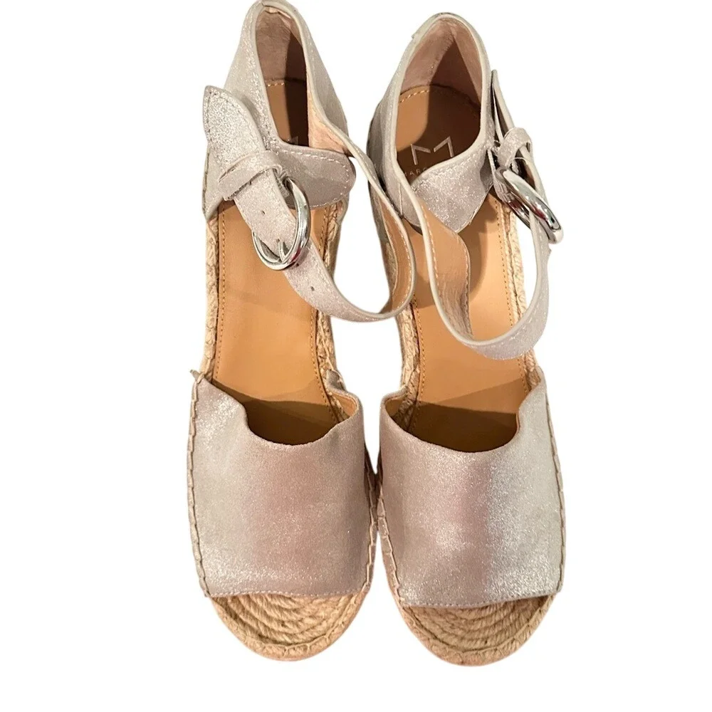 Marc Fisher Alita Platform Wedge Espadrille Sandal Women's 11 Silver‎ NWT